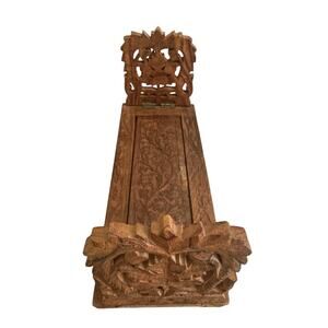 Vintage Hand Carved Wood Adjustable Book Holder